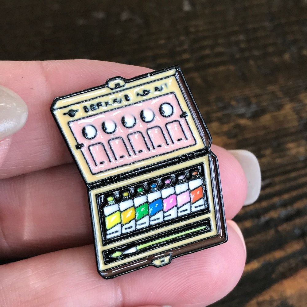 ACRYLIC PAINT Artist Box Palette Enamel Pin